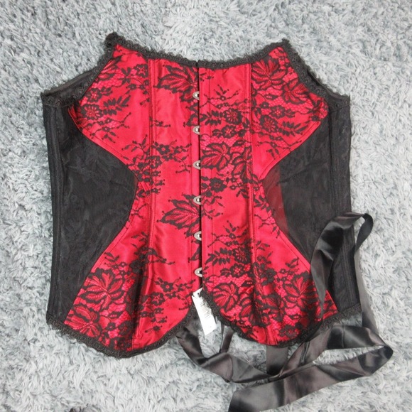 Adore Me Corset Bustier Set Womens 1X Black Lace Satin Garter Thong Lingerie NWT - Picture 14 of 16